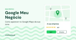 Guia Google Meu Negócio: ficha de empresa no Google Maps com avaliações e botões Ligar e Direções