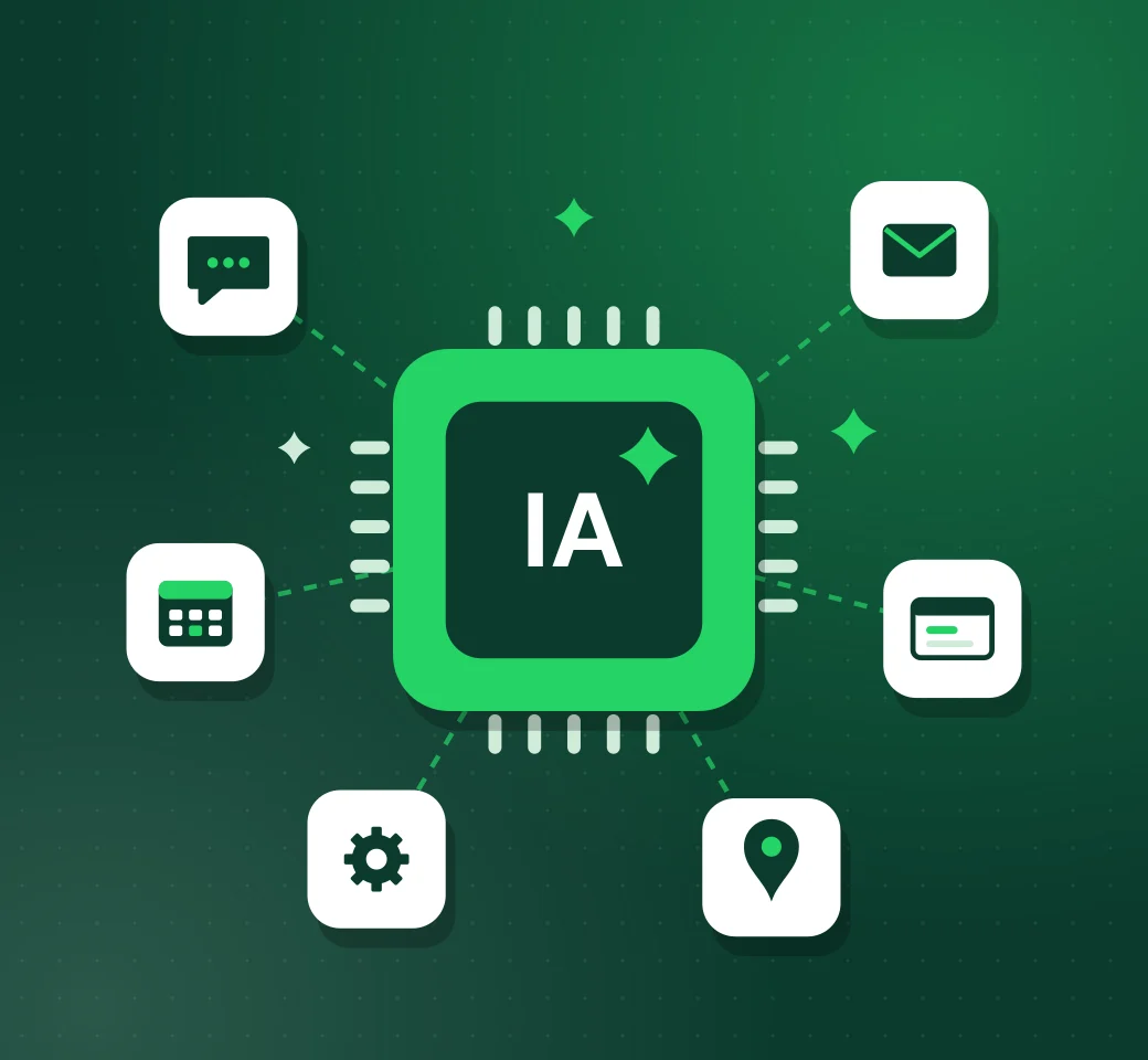 Integração de inteligência artificial ligada a email, agenda, chat e website