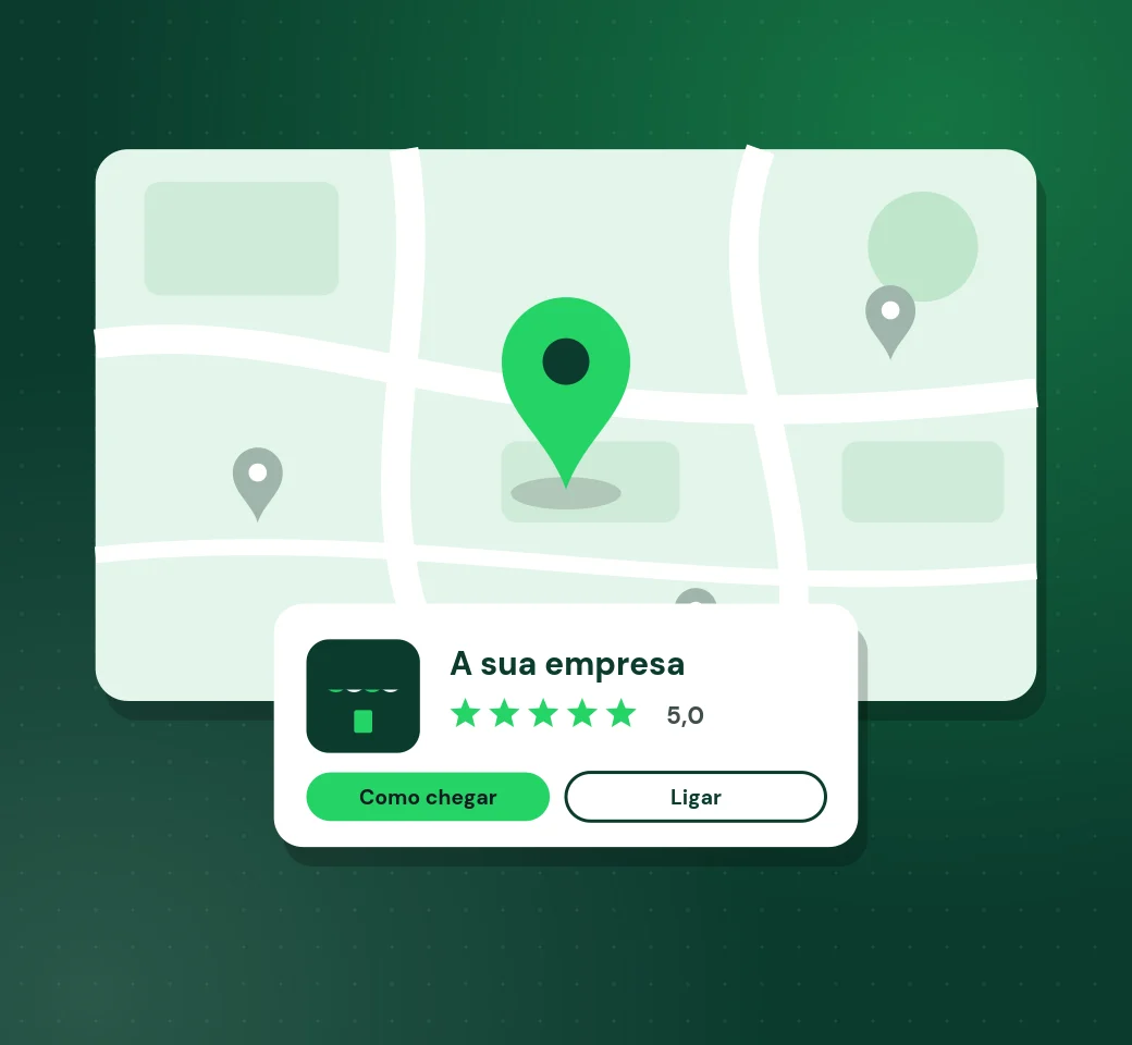 Empresa em destaque no Google Maps com avaliações de 5 estrelas